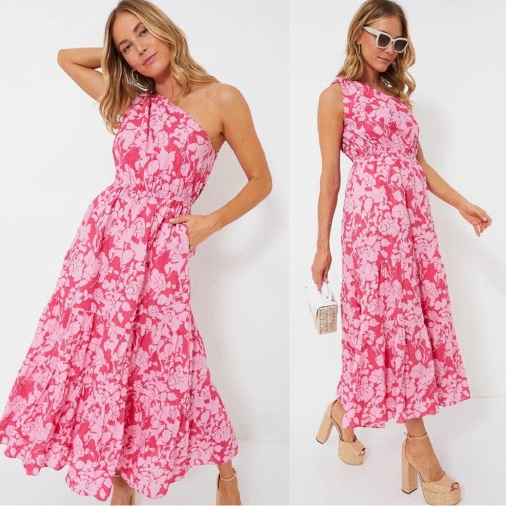 Hyacinth House Pink Floral One Shoulder Sybil Maxi Dress Sundress Tuckernuck